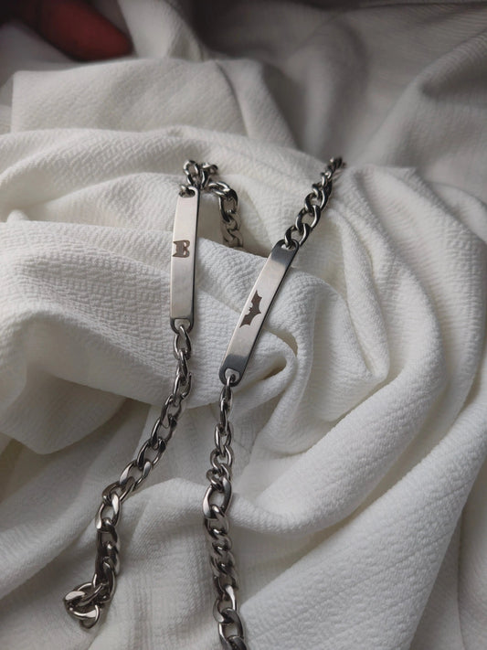 Stainless steel Cat woman X Bat Couple Bracelets Accezia