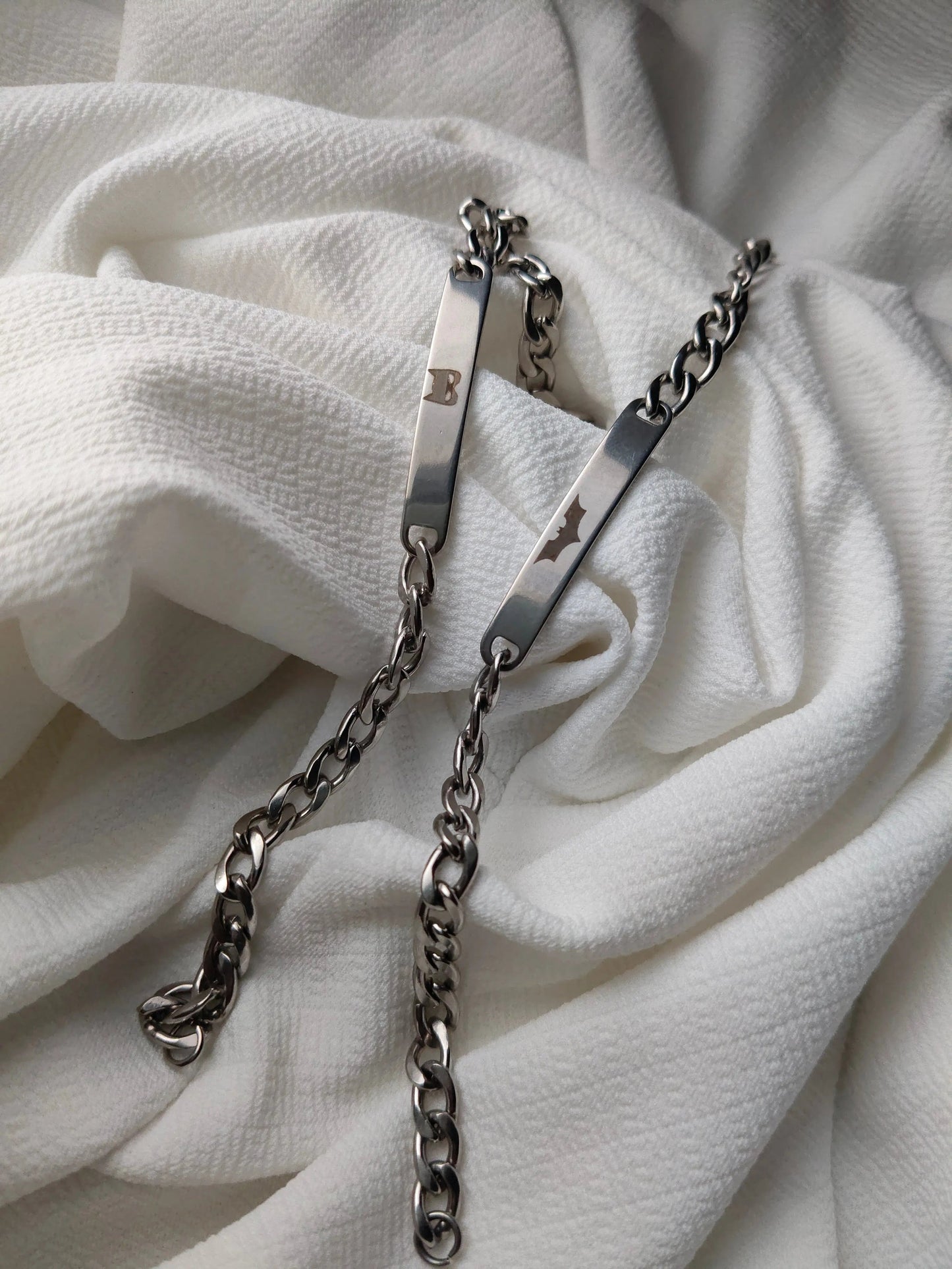 Stainless steel Cat woman X Bat Couple Bracelets Accezia