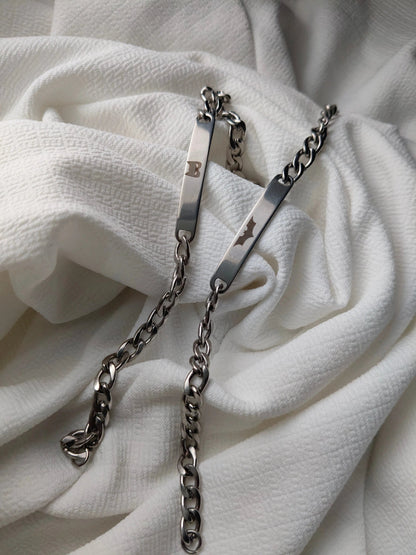 Stainless steel Cat woman X Bat Couple Bracelets Accezia