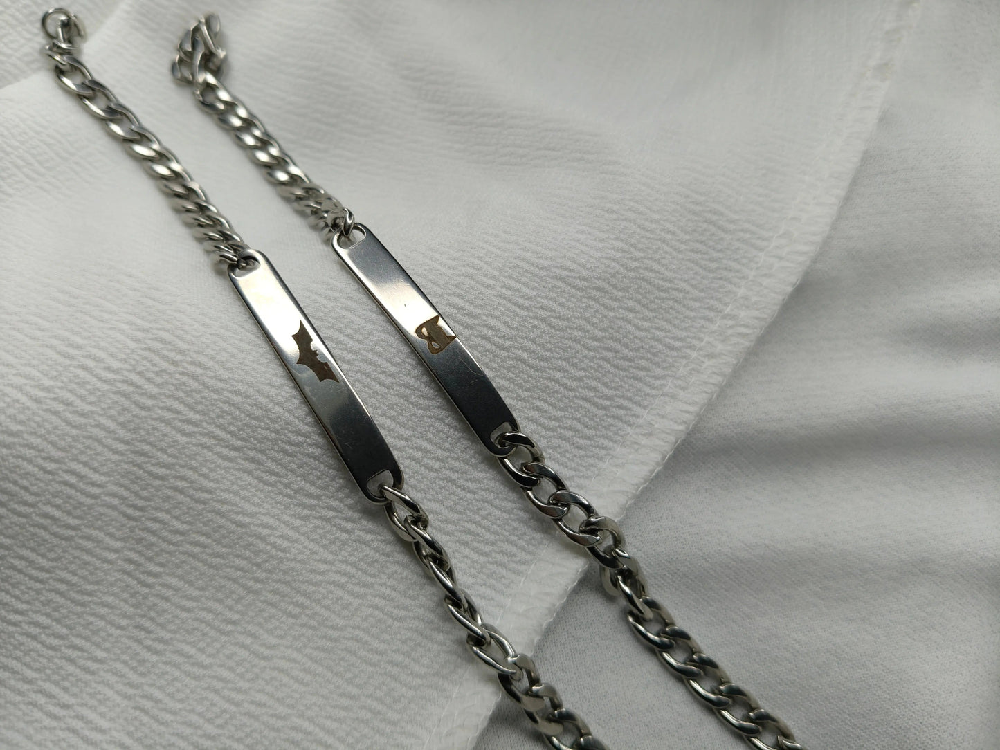 Stainless steel Cat woman X Bat Couple Bracelets Accezia